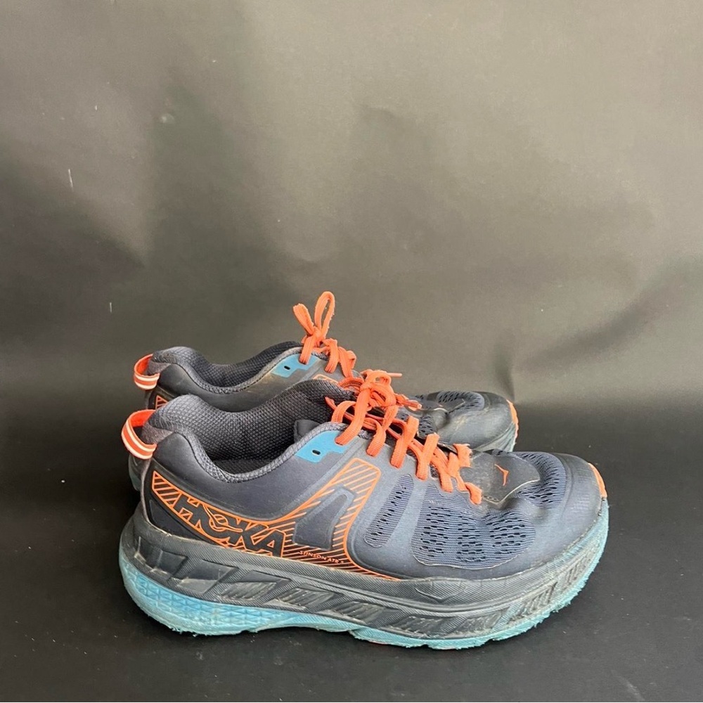 Navy and Orange Hoka One One Sneakers